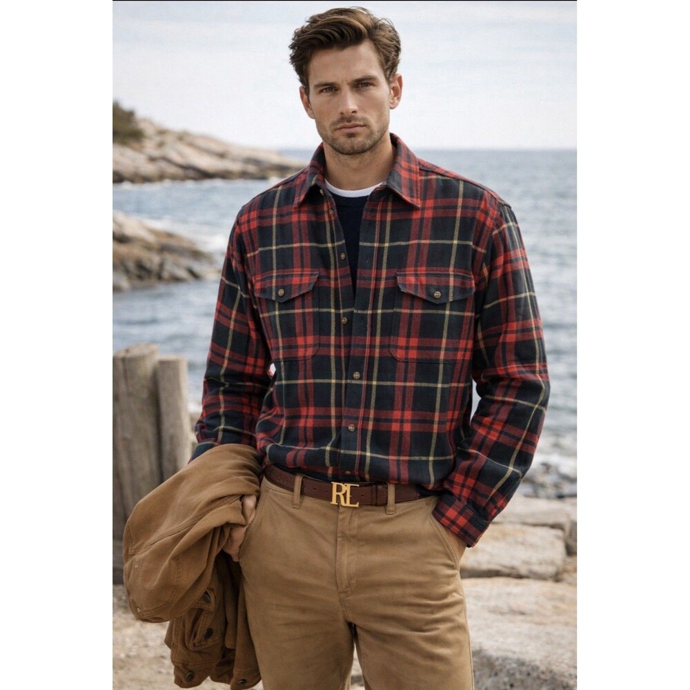 Vintage Eddie Bauer Legends Flannel Shirt Men's XL Plaid Long Sleeve Button Up